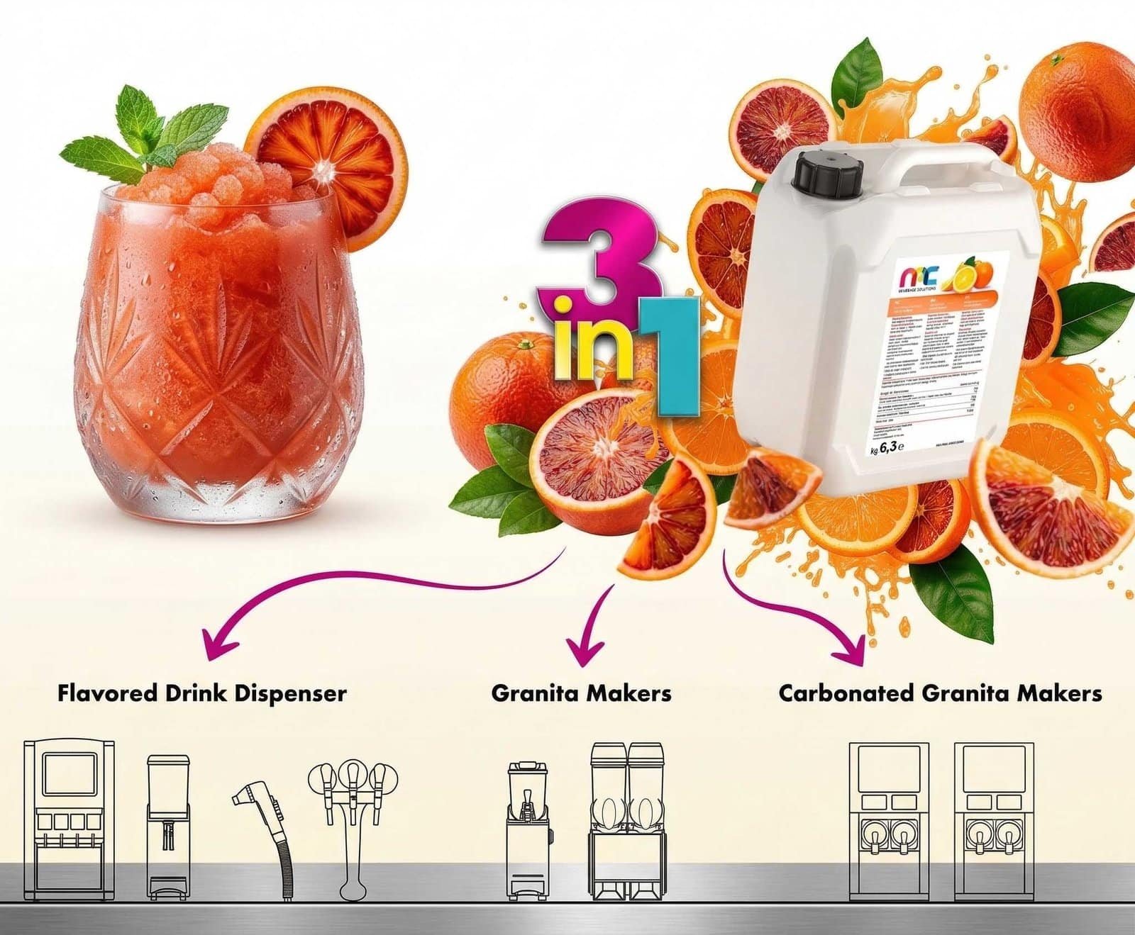 Drink dispenser and granita makers and nac beverage solutions syrups for granita and slush